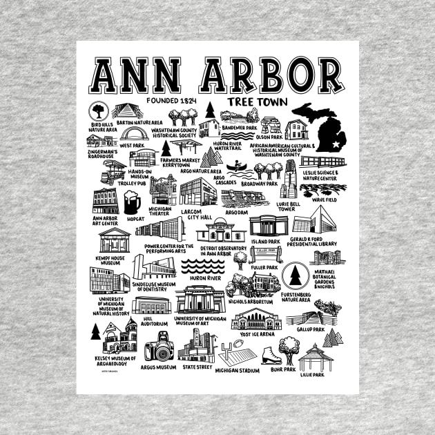 Ann Arbor Map by fiberandgloss